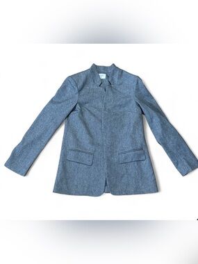 Gray and white herringbone open front blazer size small